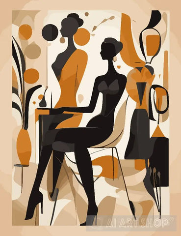 Abstract Art Female Silhouette Shape. Ai Art