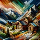 Abstract Art Of A Mountain Village Ai Art