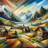 Abstract Art Of A Mountain Village Ai Art