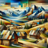 Abstract Art Of A Mountain Village Ai Art