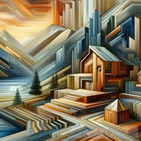 Abstract Art Of A Mountain Village Ai Art