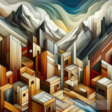 Abstract Art Of A Mountain Village Ai Art