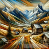 Abstract Art Of A Mountain Village Ai Art