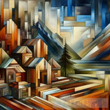Abstract Art Of A Mountain Village Ai Art