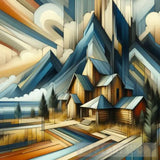 Abstract Art Of A Mountain Village Ai Art