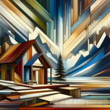 Abstract Art Of A Mountain Village Ai Art