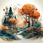 Abstract Autumn Forest Ai Painting