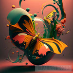 Abstract Butterfly In Orange Ai Art