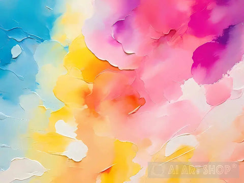 Abstract Colorful Watercolor Painting On Canvas Texture. A Brush Ai Art