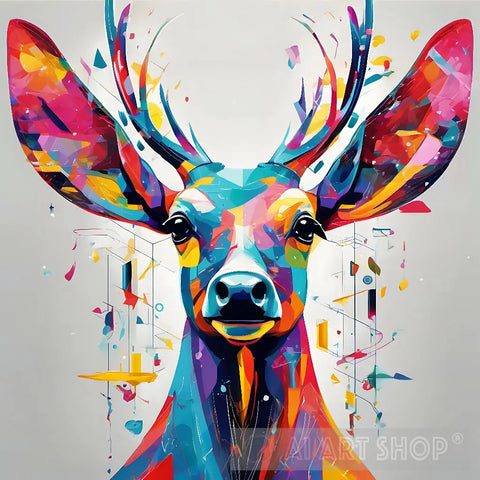 Abstract Deer Head Ai Art
