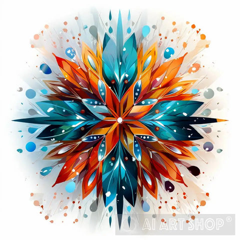 Abstract Design Of A Glowing Abstract Snowflake Ai Art