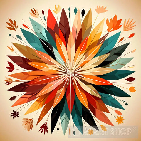 Abstract Design Of A Radiant Autumn Sun With Geometri Ai Art