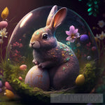 Abstract Easter Bunny With Eggs Animal Ai Art