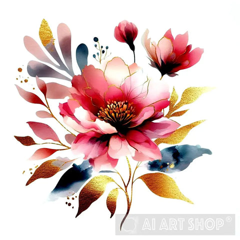 Abstract Flowers Clipart Pink Gold Flower Nature Ai Art
