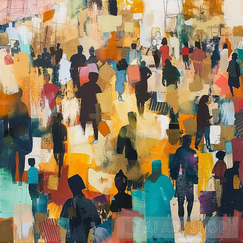 Abstract Market Energy - Contemporary Collage Art Ai