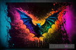 Abstract Neon Paint Splash Art Bat 2 Animal Ai Art