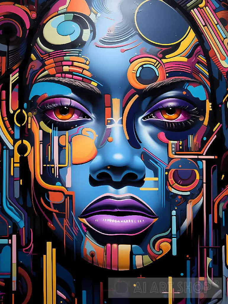 abstract portrait of a modern African woman, black