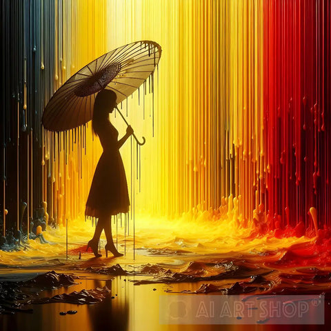 Abstract Woman With Umbrella Ai Art