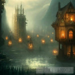 Achluophobia -Fear Of Darkness -Fantasy Town Ai Artwork