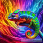 Adaptive Mirage: Chameleons Artistic Camouflage Animal Ai Art