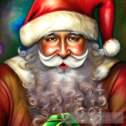 Adorable Bown Skin Santa Claus Portrait Ai Art