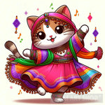 Adorable Dressed Cartoon Cat Animal Ai Art