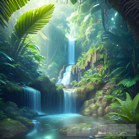 Adorable Waterfall In A Magical Forest Nature Ai Art