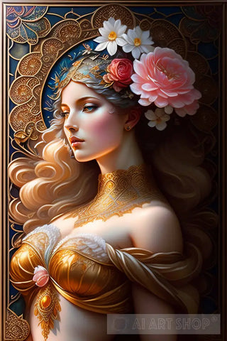 Adorned With A Collection Of Exquisite Flowers Ai Artwork