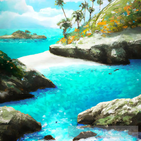 Aesthetic Seascape Within An Island 1 Ai Painting