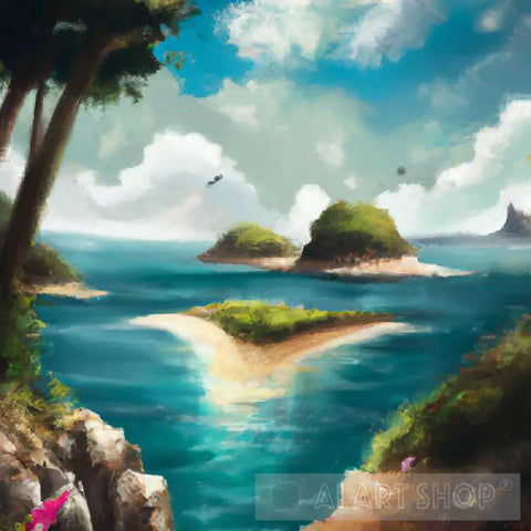 Aesthetic Seascape Within An Island 2 Ai Painting