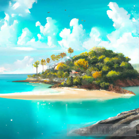 Aesthetic Seascape Within The Island 3 Ai Painting