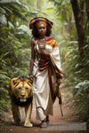 African Woman And A Lion Ai Artwork