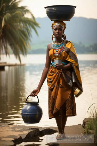 African Woman With A Pot Ai Artwork