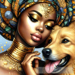 African Woman With Dog Ai Painting