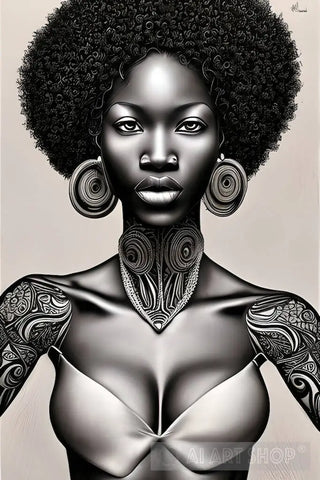 Afro Centric Art Black Woman Culture Hyper Realistic Intricate Portrait Ai