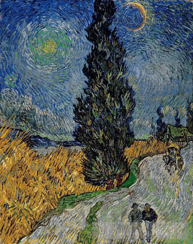 Ai Art Inspired From Vincent Van Gogh - Road_With_Cypress_And_Star Abstract