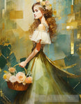 Ai Art Of A Girl With Flower Basket Ai Painting