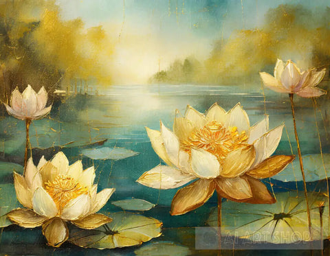 Ai Art Of Lotus Flowers On Lake Ai Painting