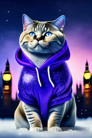 Ai Cat Blue Stylish Artwork