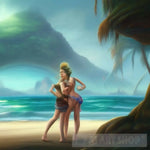 Ai Couple On A Beach Artwork