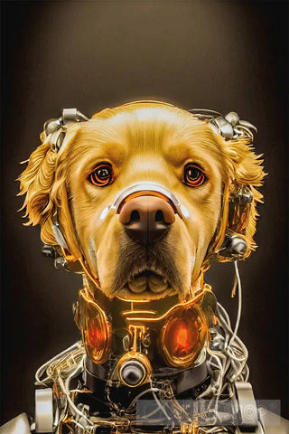 Ai Dog Cyborg Style Illustration Animal Art