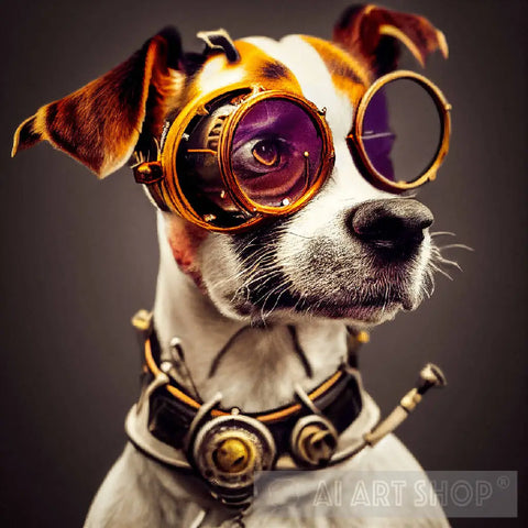 Ai Dog Steampunk Style Illustration Animal Art