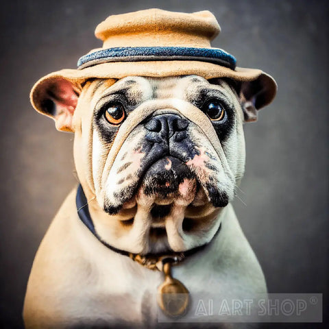 Ai Dog Wearing Old Vintage Hat Illustration Animal Art