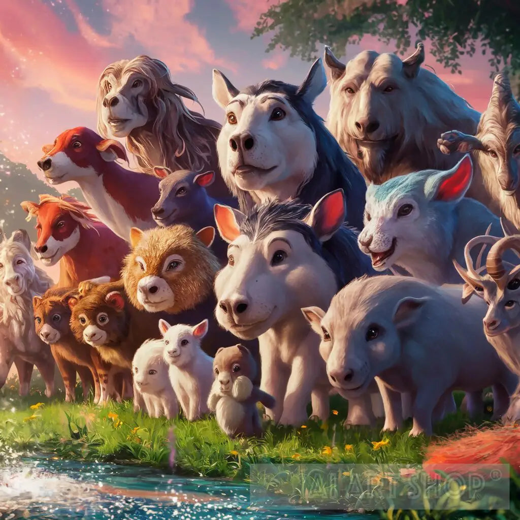 AI-generated illustration of various animals,