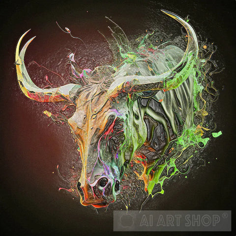 Ai Painted Bull Animal Art