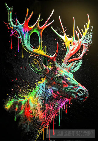 Ai Painted Deer 2 Animal Art
