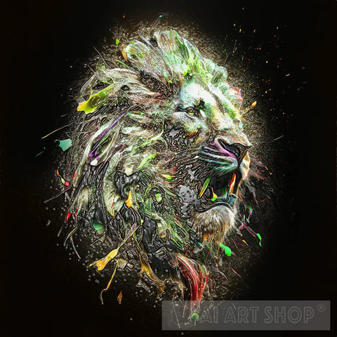 Ai Painted Lion Animal Art