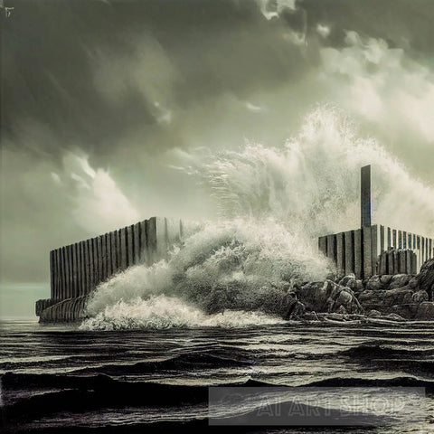 Ai Part 29 Historical Monument Hit By Waves In The Ocean Architecture Art
