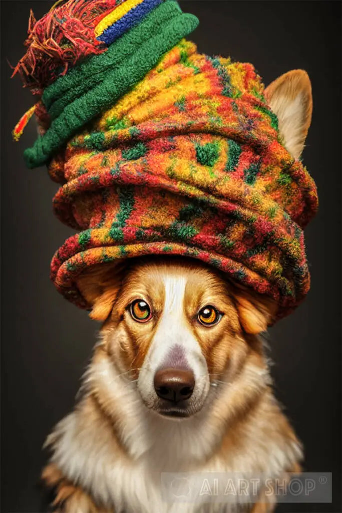 AI Reggae Rastafari Style Dog Illustration