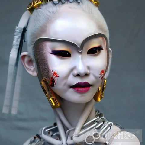 Albino Geisha Tech Specialist (White Scientist) Ai Artwork